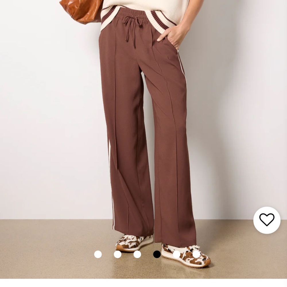Z Supply Saunder Track Pant Brown with White Stripes, NWT - Picture 2 of 4